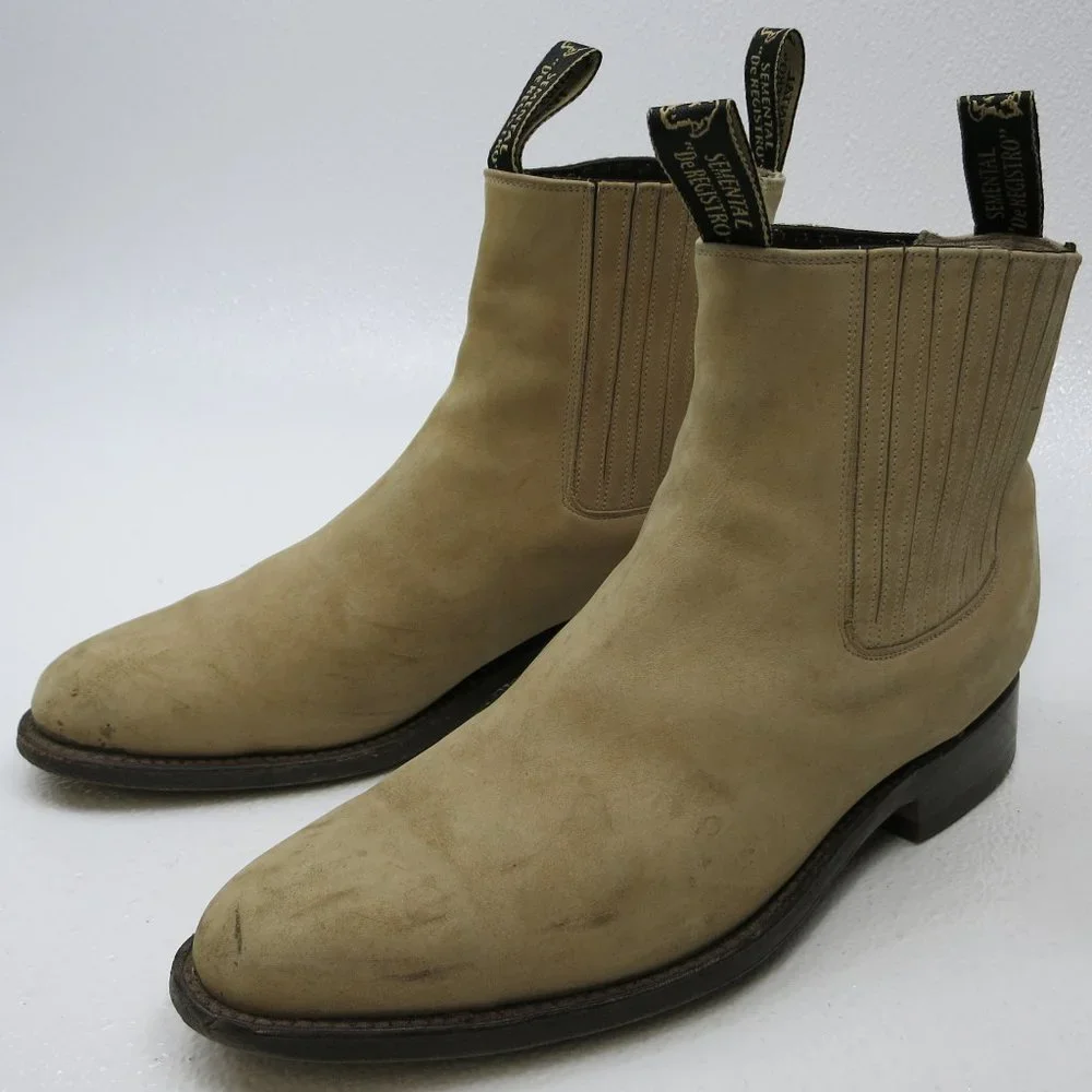 Semental de Registro Dirty Nubuck Leather Chelsea Boots Made in Mexico 28 9
